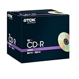 TDK T18776 Audio CD-R Rohling 700MB / 80 Minuten in Jewel Case (10 Stück) 40x Speed - speziell für Audio-Anwendungen