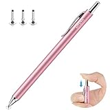 Mixoo Eingabestift, Einziehbarer Touchscreen Stift mit 3 austauschbaren Disc-Tipps, Universal Touchstift kompatibel mit iPad, Smartphones, Huawei, Samsung Galaxy Tablet (Roségold)