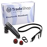 Trade-Shop Bluetooth Headset, Wireless Kopfhörer Handy, Rauschunterdrückung, V4.1 Bluetooth Headset Mikrofon für Computer, Handy, Callcenter, Skype