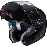 Nexo Klapphelm Motorradhelm Helm Motorrad Mopedhelm Klapphelm Comfort, für Damen und Herren, 1.550 g, kratzfestes Visier, Belüftung, Ratschenverschluss, matt Schwarz, L