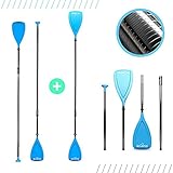 Bluefin SUP Unisex-Adult SUP Fiberglas-Paddel, Schwarz/Blau, 3-teilig 170 cm - 220 cm