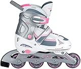 Nijdam Junior Mädchen Semi-Softboot Inlineskates Verstellbar, Weiß/Rosa/Grau, 27-30