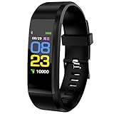 Fitness Armband, Smartwatch, Aktivitätstracker, 0,96 Zoll Farbbildschirm Fitnessuhr, Schrittzähler, Wasserdicht Sportuhr für Damen Herren