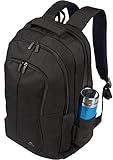 RIVACASE Notebook Rucksack bis 17.3“ - Elegante Tasche mit Trolley Befestigung und zwei speziellen Fächern für Wasser - Schwarz