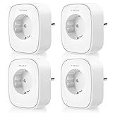 TECKIN WLAN Smart Steckdose, Alexa Steckdose 4er Pack, Smart Home Steckdosen 16A Stromverbrauch Messen, Fernbedienbar mit Sprachsteuerung, Funktionieren mit Google Home und Alexa, NUR auf 2.4 GHz