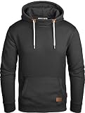 Grin&Bear Herren Kapuzenpullover Kapuzenjacke Hoodie mit hoch abschließendem Kragen GEC494 (L, Schwarz)