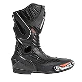 Bohmberg Herren Motorradstiefel, Sportstiefel aus Leder, Motorradschuhe aus stabilem Leder mit aufgesetzten Hartschalenprotektoren,Schwarz (Schwarz, Numeric_45)