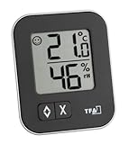 TFA Dostmann Moxx digitales Thermo-Hygrometer, 30.5026.01, zur Raumklimakontrolle, Überwachung der Luftfeuchtigkeit, klein und handlich, 1er Pack, schwarz