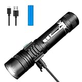 Winzwon LED Taschenlampe, USB Wiederaufladbare Taschenlampen, LED Taschenlampe Extrem Hell, Wasserdicht Flashlight mit 4 Modi für Kinder, Outdoor Camping Wandern (Inklusive 18650 Batterie)