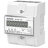 Orno OR-WE-520 Stromzähler Hutschiene 3-Phasen-Anzeige des Stromverbrauchs mit MID Zertifikat, 0,25A - 80A,3 x 230V/400V, 50/60Hz, 800 imp/kWh, weiß, M119