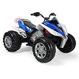 INJUSA - Quad Rage 12V Blau empfohlen für Kinder +3 Jahre mit Startschlüssel, Aufhängungen und Front- und Rücklichtern
