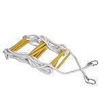 Rubyu Strickleiter,Weiche Leiter,Rettungsleitern, Kletterseilleiter, Fluchtleiter & Mehrzweckleiter, Fitnesstrainer perfekt für Fenster und Balkon, mit Haken, 3m/5m