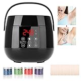 Wachswärmer, Wachs Haarentfernung Waxing Set Haarentfernungsgerät Harter Heißwachs Wärmer LED-Anzeige mit 4 Hartwachs-Bohnen und Applikatorstäbchen für Ganzkörper, Beine, Gesicht, Augenbrauen