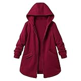 Lulupi Kapuzenjacke Damen Winterjacke Große Größe Sweatjacke Hooide Asymmetrischer Langarm Pullover Reißverschluss Kapuzenpullover Warm Outwear Mäntel