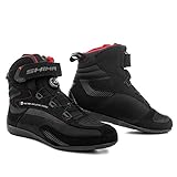 SHIMA EXO MEN BLACK, Sommer Belüftet Mesh Motorradschuhe mit ATOP Verschluss-System (Schwarz, 46)