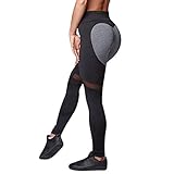Ularma Damen Fitnesshose Push-Up Stretch Leggings High Waist Skinny Hose (Schwarz, M)