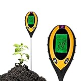 4-in-1-Bodentester für Gartenbauernhöfe, Lichtintensität Boden Feuchtigkeitsgehalt Temperatur PH Großes LCD-Display mit Hintergrundbeleuchtung