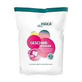 HAKA Geschirr-Reiniger Pulver I 2 kg Beutel I Phosphatfreies Geschirr-Reiniger Pulver I Reinigung von Töpfen, Gläsern, Besteck und Geschirr I Materialschonendes Geschirr-Reinigungs Pulver