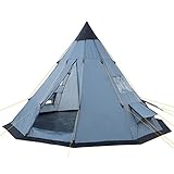 CampFeuer Tipi Zelt Spirit für 4 Personen | Firstzelt | 3.000 mm Wassersäule | Indianerzelt für Camping, Wandern | Pyramidenzelt (grau)