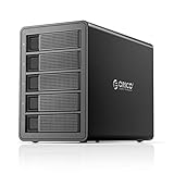 ORICO 5-Fach Externe Festplatte für 2,5/3,5 Zoll SATA HDD/SSD, Type C USB3.1 Gen2 (10Gbps) Dockingstation Festplatte, unterstützt Daisy Chain bis zu 240 TB Schwarz