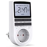 RATEL Digitale Elektronische Zeitschaltuhr Steckdose, 10 Programmierbarer Plug-In-Timer-Schalter mit Reset-Tool, LCD Display und Anti-Theft-Zufallsmodus für Beleuchtung, Lüfter usw.
