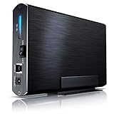 CSL - 3,5 Zoll Festplattengehäuse USB 3.0 Super Speed Aluminium HDD - Festplatten-Gehäuse für SATA I II III - Optik Alu gebürtstet - kompatibel zu USB 2.0 - extern - schwarz