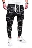 MT Styles Cargo Jogger-Jeans Hose RJ-3188 (Camouflage Schwarz, W30)