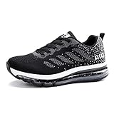 smarten Sportschuhe Herren Damen Laufschuhe Unisex Turnschuhe Air Atmungsaktiv Running Schuhe mit Luftpolster Black White 40 EU