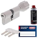 ToniTec Set aus ABUS Profilzylinder Schließzylinder mit Knauf EC660 Knaufzylinder mit 3 Schlüssel Größe 45 35K + ToniTec Pflegespray