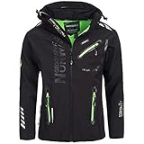 Geographical Norway Herren Softshell Outdoor Jacke Rainman Turbo-Dry Kapuze (L, Schwarz)