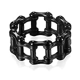 JewelryWe Schmuck Biker Herren-Ring Edelstahl Fahrrad Kette Punk Rock Motorrad-Style Band Ring Schwarz, Größe 65
