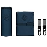 LÄSSIG Baby Wickelaccessoires Wickelunterlage Flaschenwärmer Kinderwagenbefestigung/Glam Signature Bag Accessories, navy