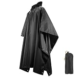 LAMA Multifunktionaler Regenponcho Regencape Regenmantel Regenjacke Regenschutzbekleidung Raincoat als Picknickdecke Sonnensegel für Herren Damen Fahrrad Motorrad Wandern Camping Reisen Schwarz