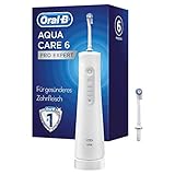 Oral-B AquaCare 6 Pro-Expert Kabellose Munddusche für eine sanfte Reinigung der Zahnzwischenräume, mit Oxyjet-Technologie, 6 Modi, 2 Ersatzdüsen, weiß/grau