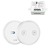Lichtschalter Funk, Funkschalter Set mit Fernbedienung Handsender Wandsender 2 in 1 | drahtlose Ein/ Aus Schaltung von Leuchten Geräten bis 2500W, 200m Funkreichweite
