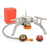 ZOOYAUE Campingkocher Gaskocher mit Piezozündung, 3500W Camping Kocher für Trekking Picknick Outdoor Transportabler Camping Gaskocher mit Tragebox und Adapter