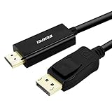 BENFEI DisplayPort Auf HDMI Kabel, 1.8m Display Port (DP) auf HDMI Kabel High Speed inkl. Audio-Übertragung | 1080p | Displayport (Stecker M) zu HDMI (Stecker A) | Zertifiziert | Apple und PC