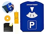 GibtPlus+ Parkscheibe 5 in 1 Parkuhr mit Reifenprofiltiefenmesser, Eiskratzer und Einkaufswagenchip Kunststoff blau fürs Autos