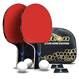 Senston Tischtennisschläger 2er Set, Tischtennisschlaeger mit 3 Bälle, Tischtennisschlaeger Profi