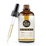 100% Reines Arganöl kalt gepresst aus Marokko 100ml - Naturkosmetik Biologisch Zertifiziert & Vegan - Argan Öl für Haare, Gesicht, Nägel - Natürlich Feuchtigkeitsspendend in Lichtschutz Glasflasche