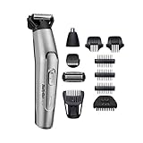 Babyliss Men 11-in-1 Titanium Multi-Grooming Kit Wasserdicht Köperhaartrimmer, Barttrimmer, Nasenhaartrimmer, Augenbrauen, Detailtrimmer und Multifunktionstrimmer, inkl. Tasche, Silber Schwarz MT861E