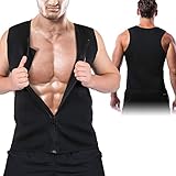 Haofy Herren Schweißweste, Neopren Sauna Weste Taillentrainer Saunaanzüge mit Reißverschluss, Body Shaper Hot Tank Top Bauch Fatburner Abnehmen Shapewear für Gewichtsverlust Figurformender