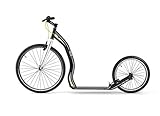 Yedoo Trexx Tretroller - bis 130 kg, Kickscooter mit Luftreifen 26/20 - Roller Scooter für Erwachsene, Dogscooter aus Aluminiumlegierung, Gewicht 7,9 kg, schwarz/weiß