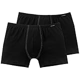 Schiesser Herren (2er Pack) Shorts Unterhose mit weichem Bündchen, Schwarz (schwarz 000), 6