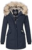 Navahoo Damen Winter Jacke Parka Mantel Winterjacke warm Kunstfell Premium B669 [B669-Christa-Navy-Gr.M]