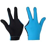 Alomejor Snooker Handschuhe Open Three Finger Handschuhe Spandex Left Hand für Männer Frauen 4 Farben(Blau)