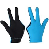 Alomejor Snooker Handschuhe Open Three Finger Handschuhe Spandex Left Hand für Männer Frauen 4 Farben(Blau)