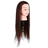 Trainingskopf Schaufensterpuppe Kopf Haarstyling, 68cm Kosmetologie Friseur Schaufensterpuppe, Friseur Trainingskopf 30% Echthaar und Seide, Puppenfaserhaar für Friseurkosmetikerin