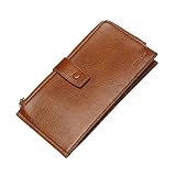 SEEFARW Multifunktions-Brieftasche, Echtleder, kurze Kartenpaket, Fahrdokument, Zertifikat, Tasche, Telefonpack (gelb)