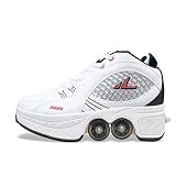 WEDSGTV Schuhe Roller,Roller Sneakers Schuhe Räder, Quad Roller Pulley Schlittschuhe Für Erwachsene Outdoor-Sportarten,White-42